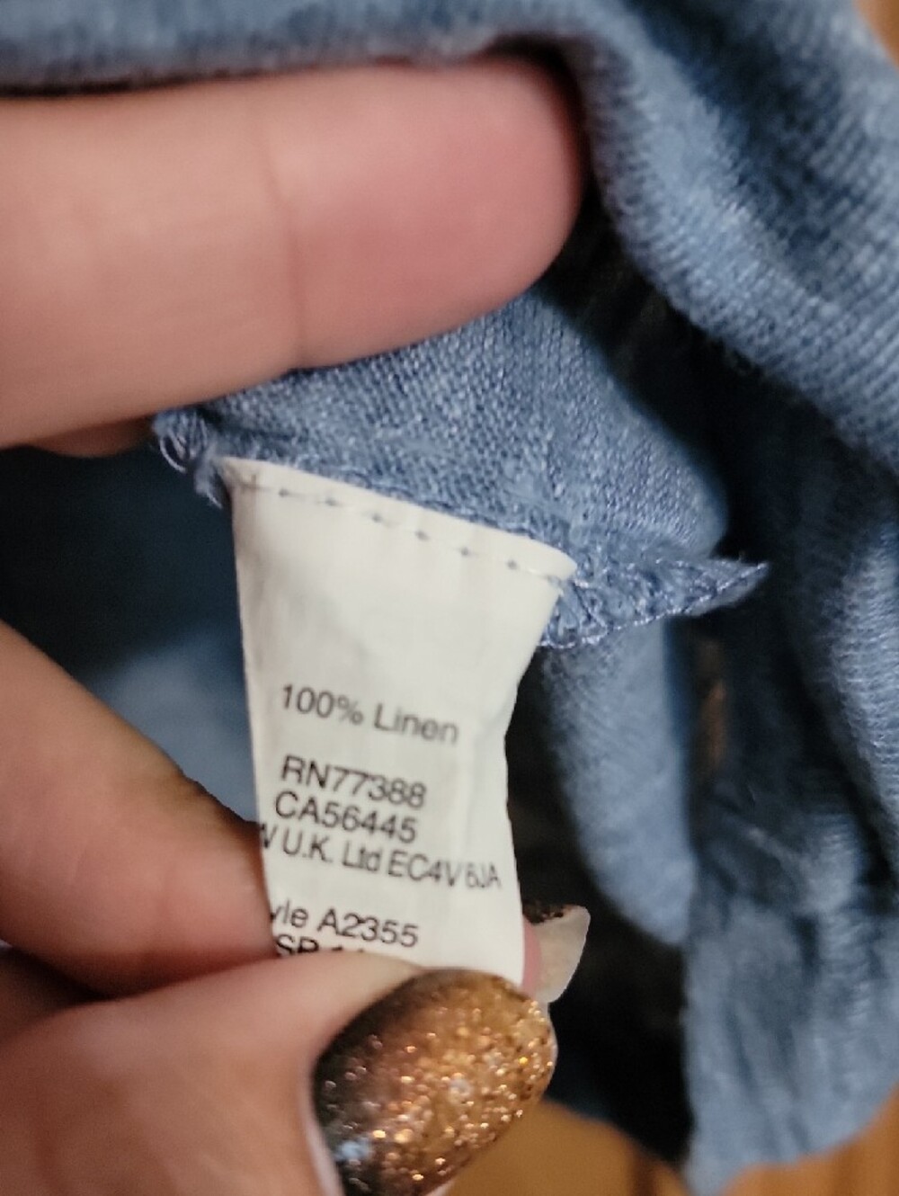 Madewell Blue Heather Crewneck Tee with Tag Detail - Picture 3 of 5